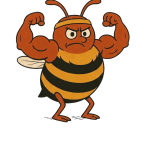 a mighty bee cartoon with strong arms